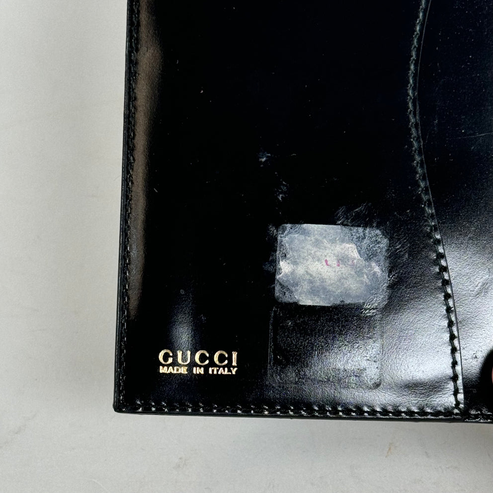 Gucci Black Leather Agenda Planner Wallet