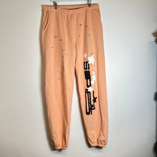 Sp5der Peach Belini SP5 Logo Sweatpants Size XL
