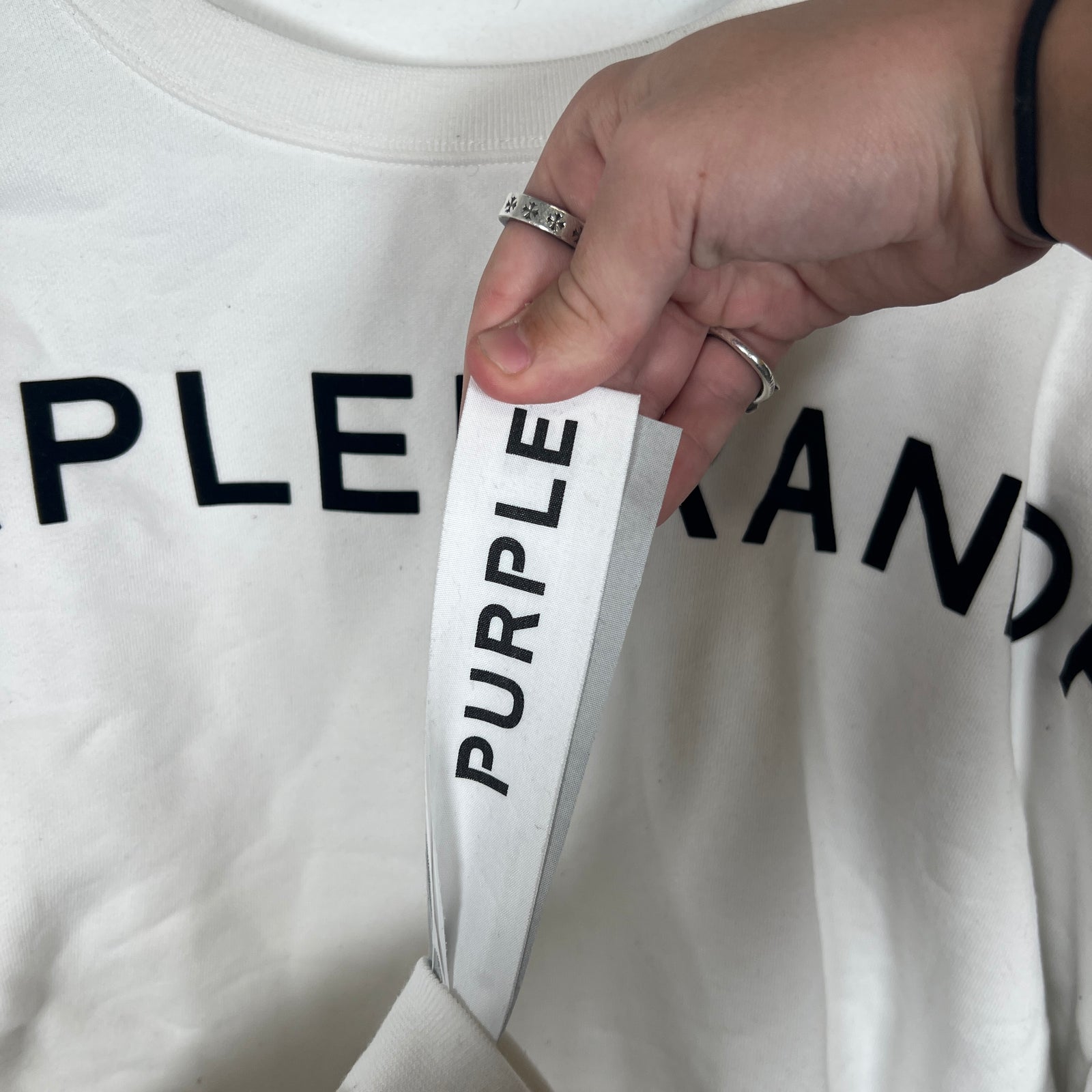 Purple Logo White Crewneck Size M