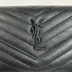 Saint Laurent Wallet On Chain Matelasse Envelope Caviar