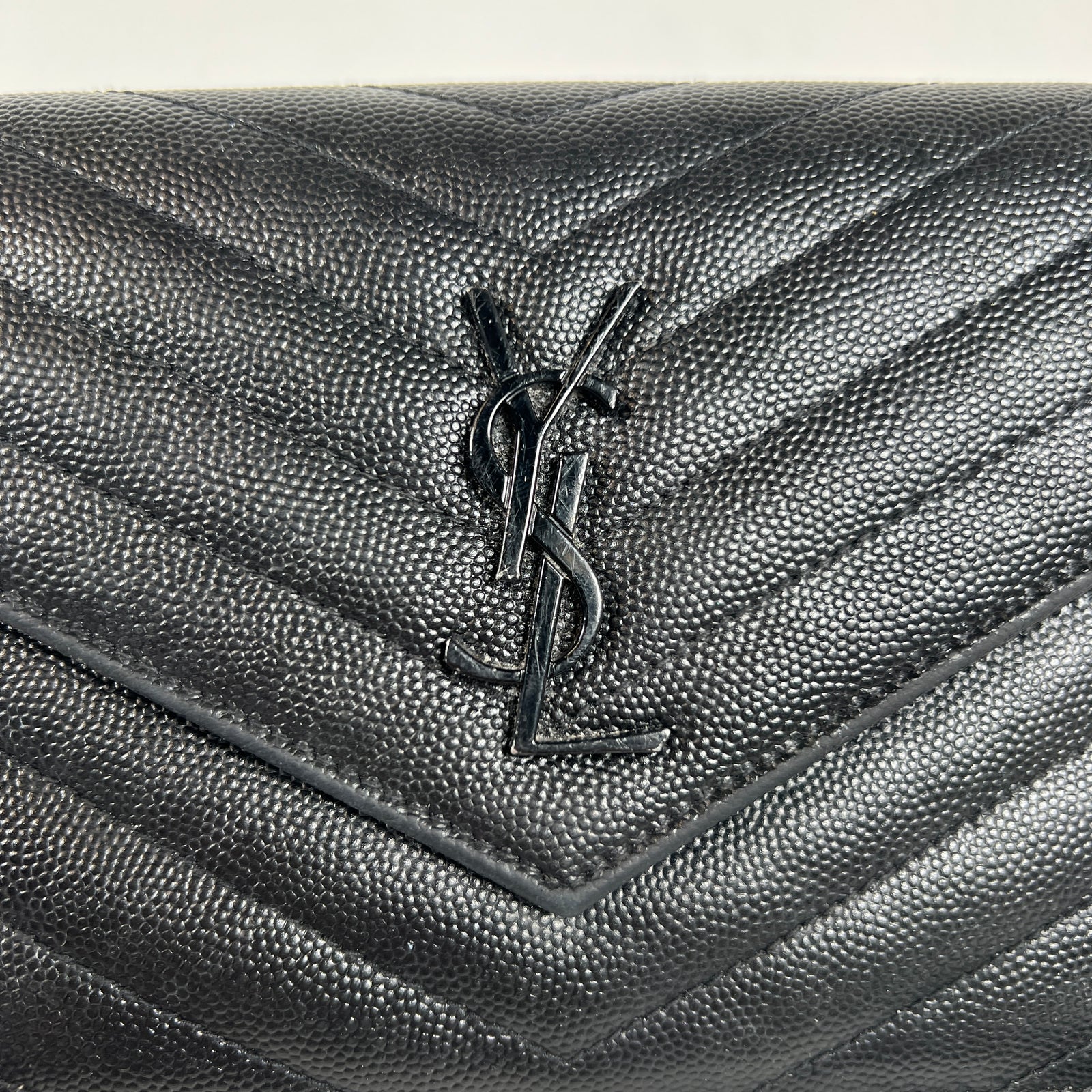 Saint Laurent Wallet On Chain Matelasse Envelope Caviar