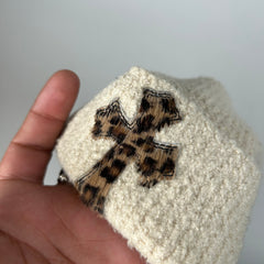 Chrome Hearts Beige Cheetah Cross Patch Beanie