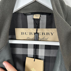 Burberry Dark Steel Leather Bomber Jacket Size 48
