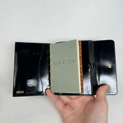 Gucci Black Leather Agenda Planner Wallet