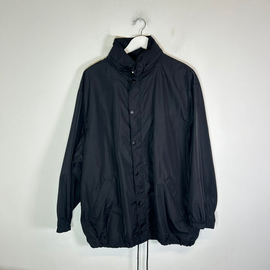 Balenciaga Black Logo Nylon Rain Jacket Size L