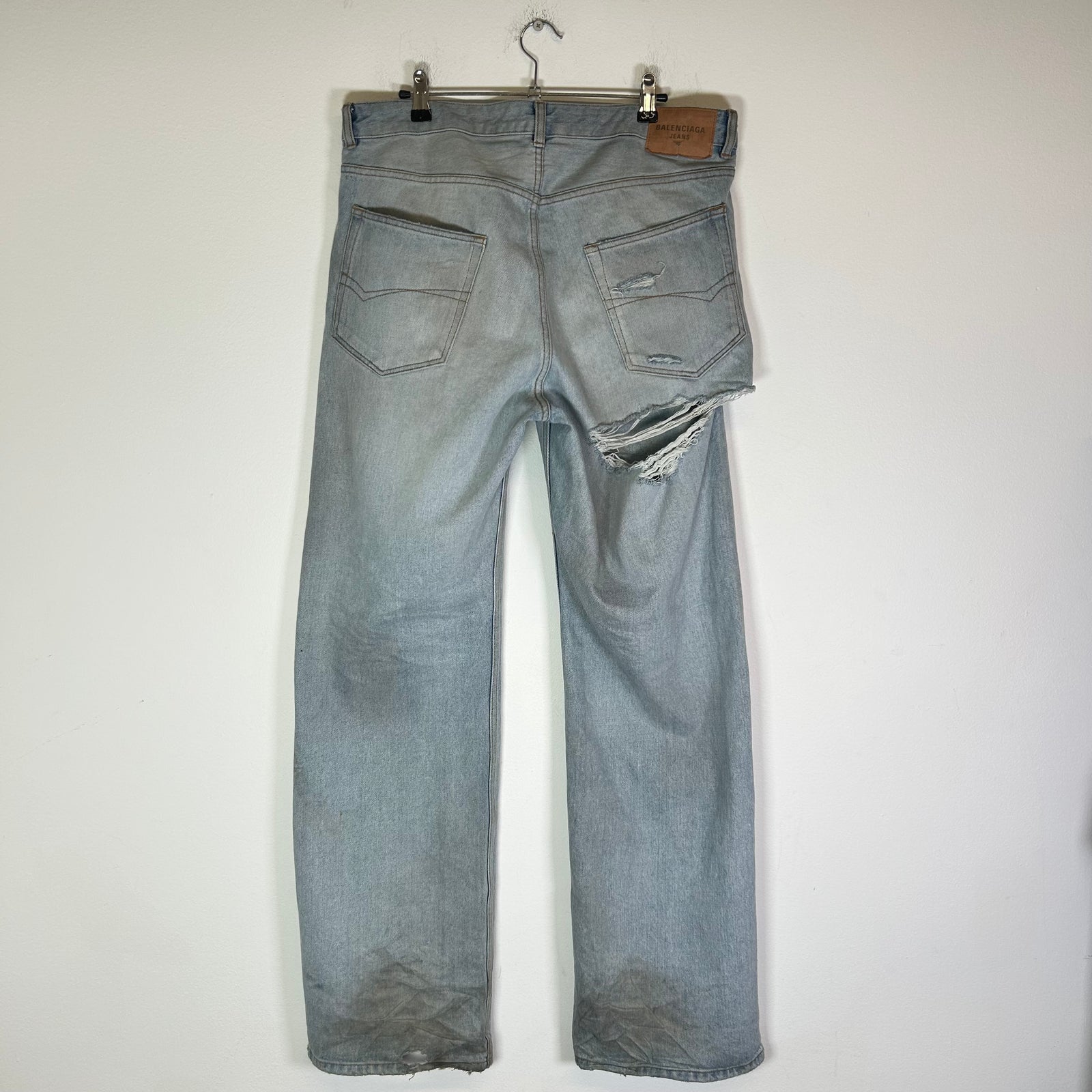 Balenciaga Lightwash Distressed Relaxed Fit Jeans
