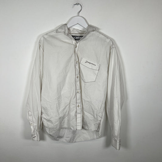 Jacquemus White/Brown Stitching Button Up Sz S