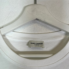 Saint Laurent Paris White Address Logo T-Shirt Size L