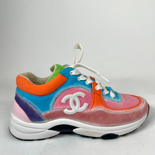 Chanel Multicolor Interlocking CC Suede Runner Size 36