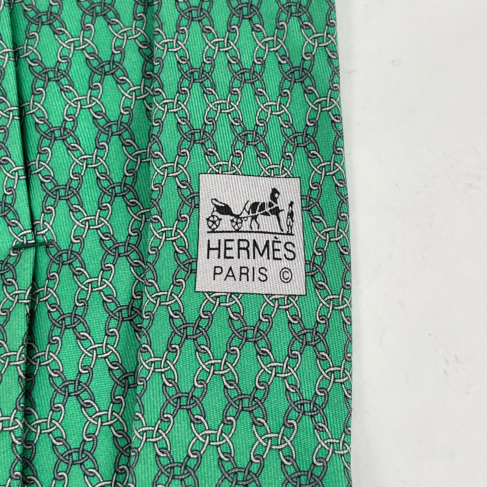 Hermes Green Chain Link Tie