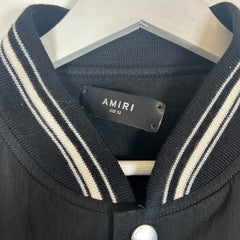 Amiri Black Distressed Nylon Bomber Jacket Size L