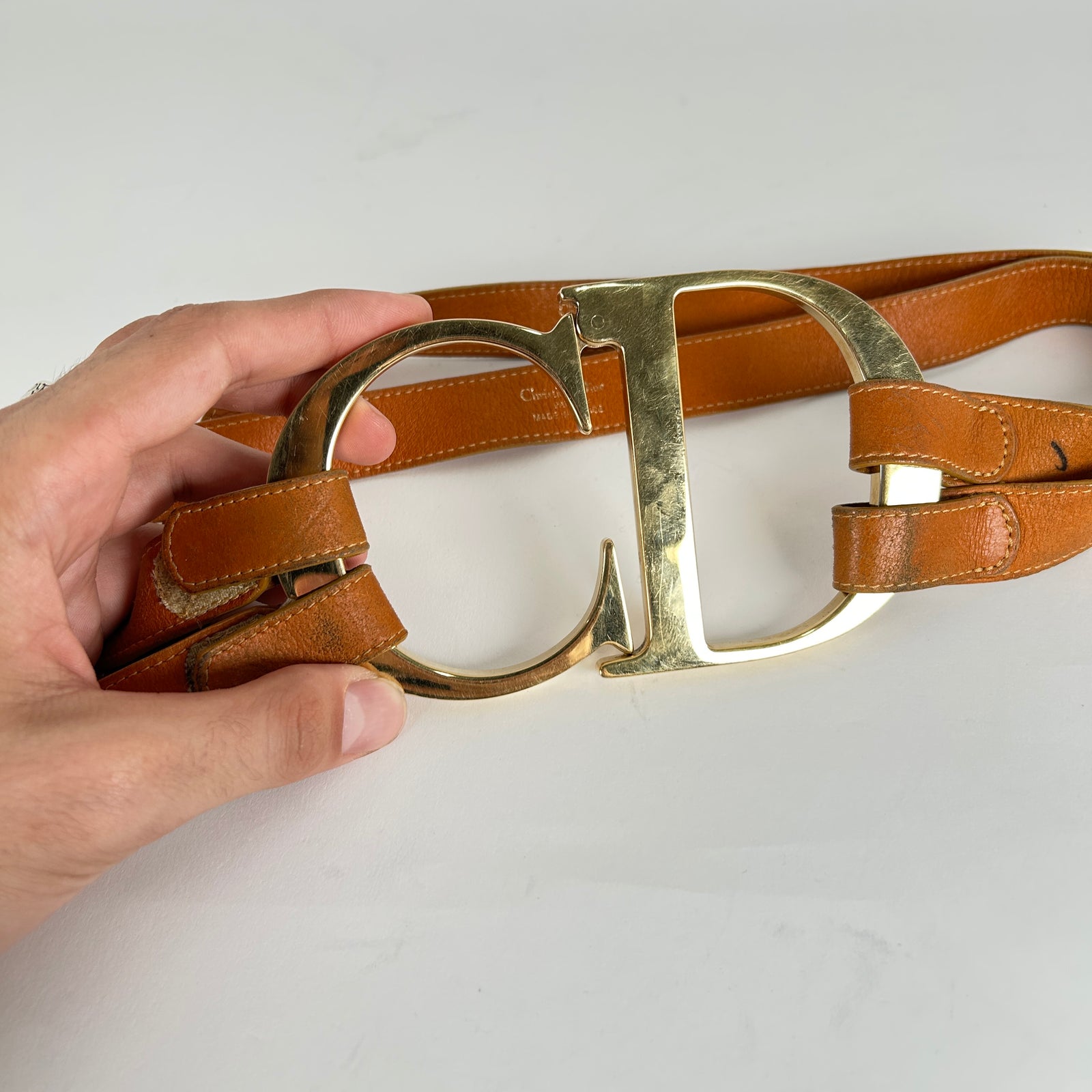 Christian Dior SS00 Gold 'CD' Jumbo Belt Size S