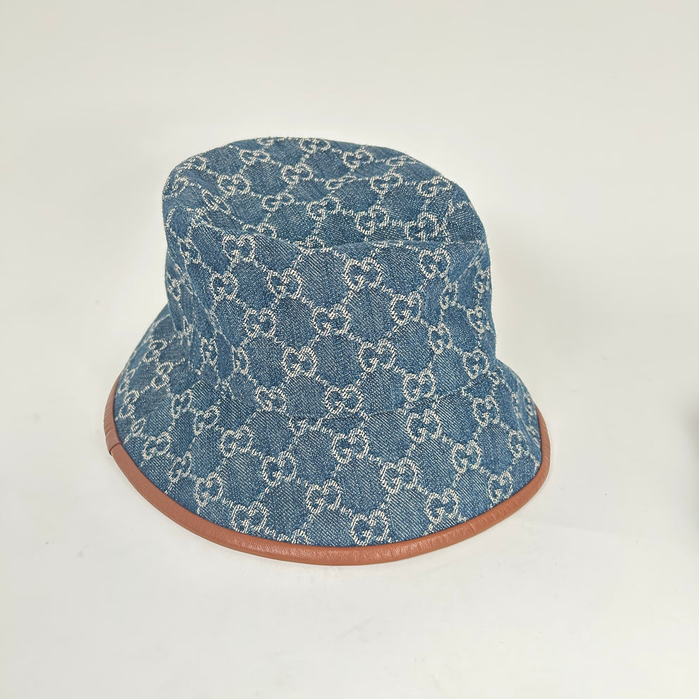 Gucci Denim Monogram Bucket Hat Size M