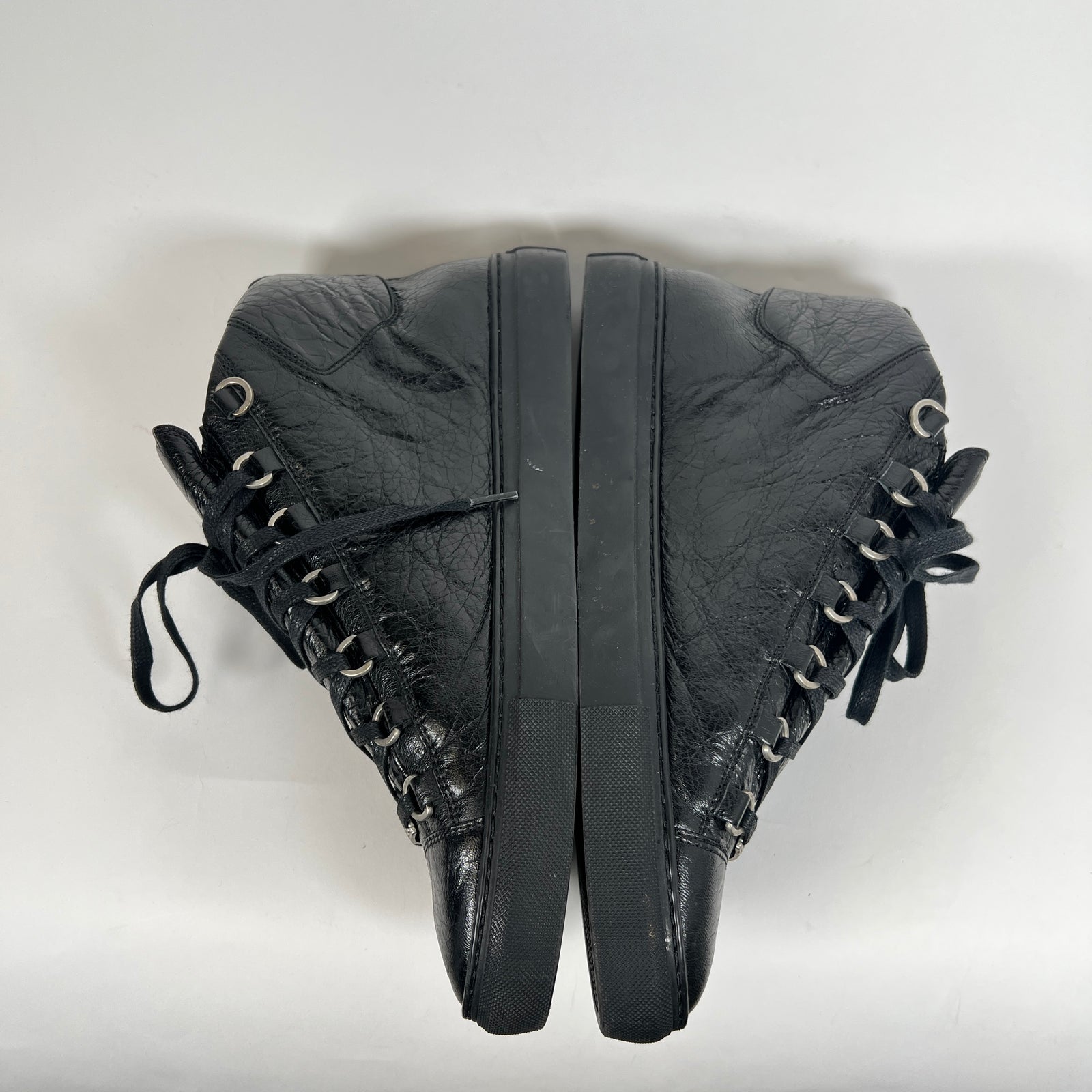 Balenciaga Black Leather Arena High Tops Size 43