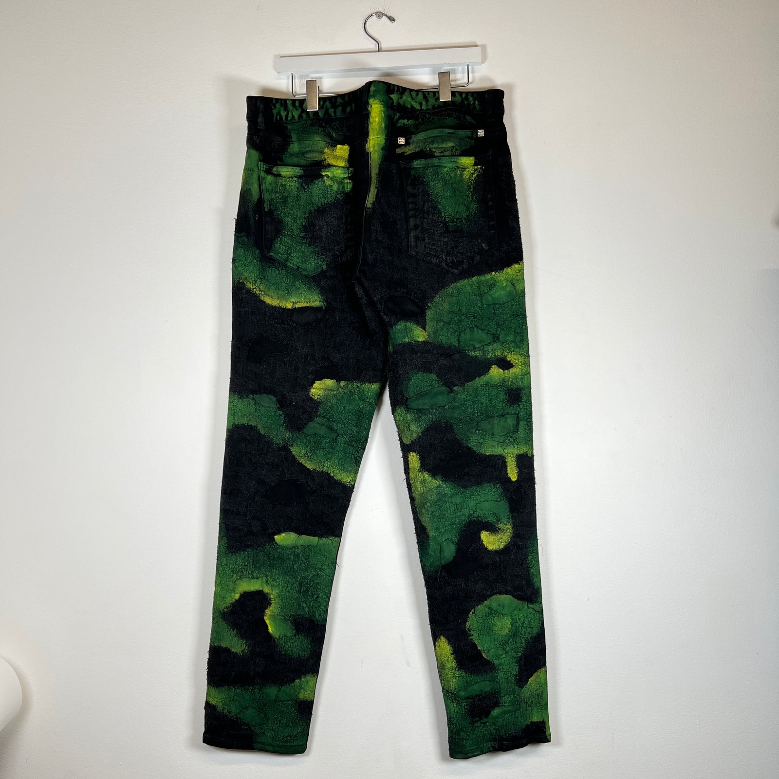 Givenchy Black/Green Painted Distressed Jeans Size 38