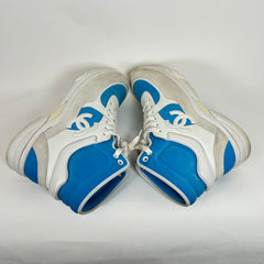 Chanel White/Blue Interlocking CC High-Top Sneaker Size 38.5