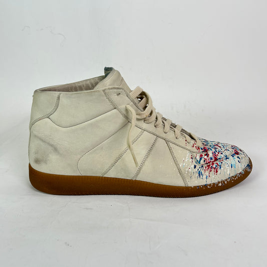 Maison Margiela Taupe Paint Splatter Mid-Top Replica Gats Size 45