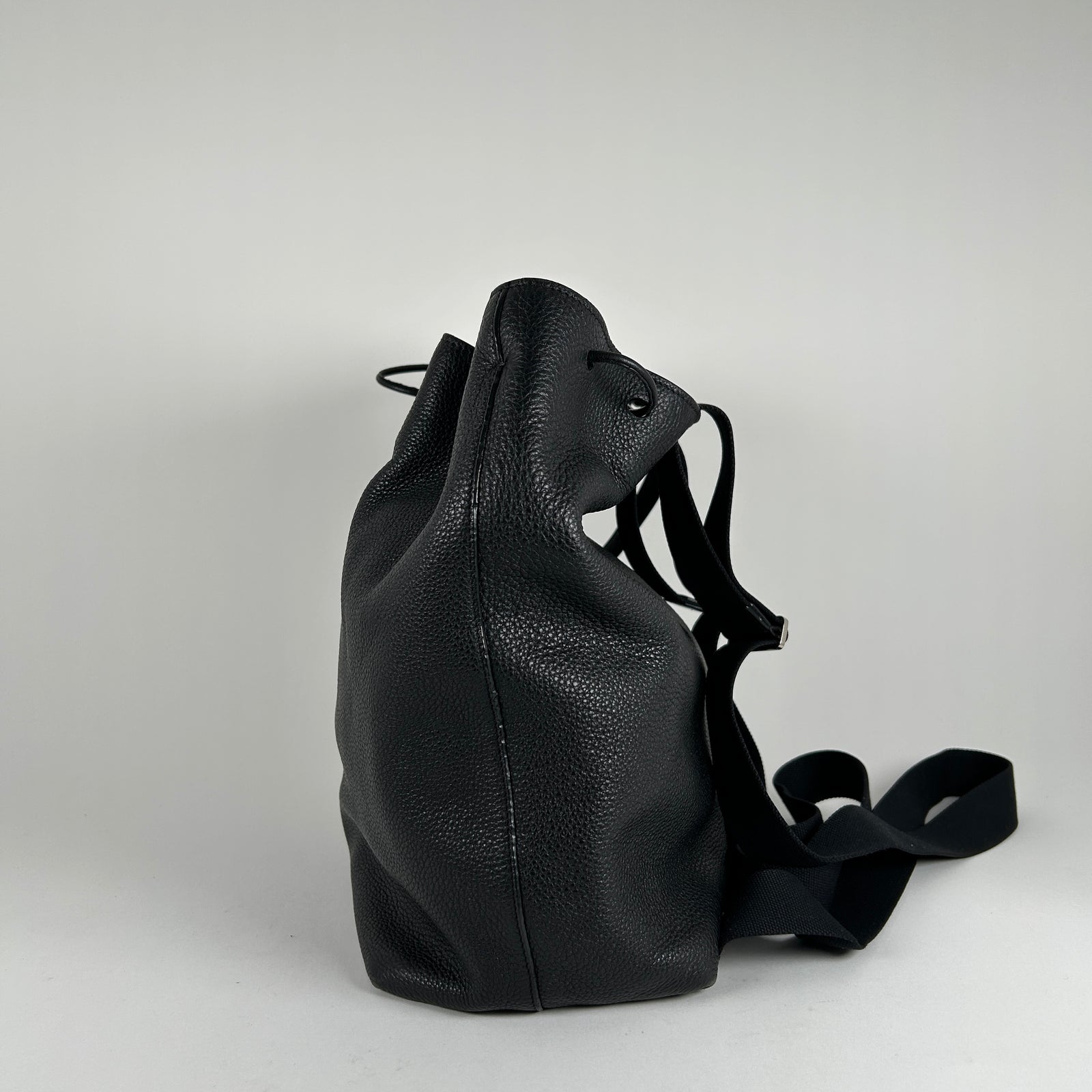 The Row Black Leather Bucket 10 Backpack