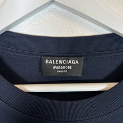 Balenciaga Navy Quest Logo T-Shirt Size L
