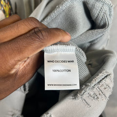 Who Decides War Grey Faded Glass Distressed Hoodie Size L