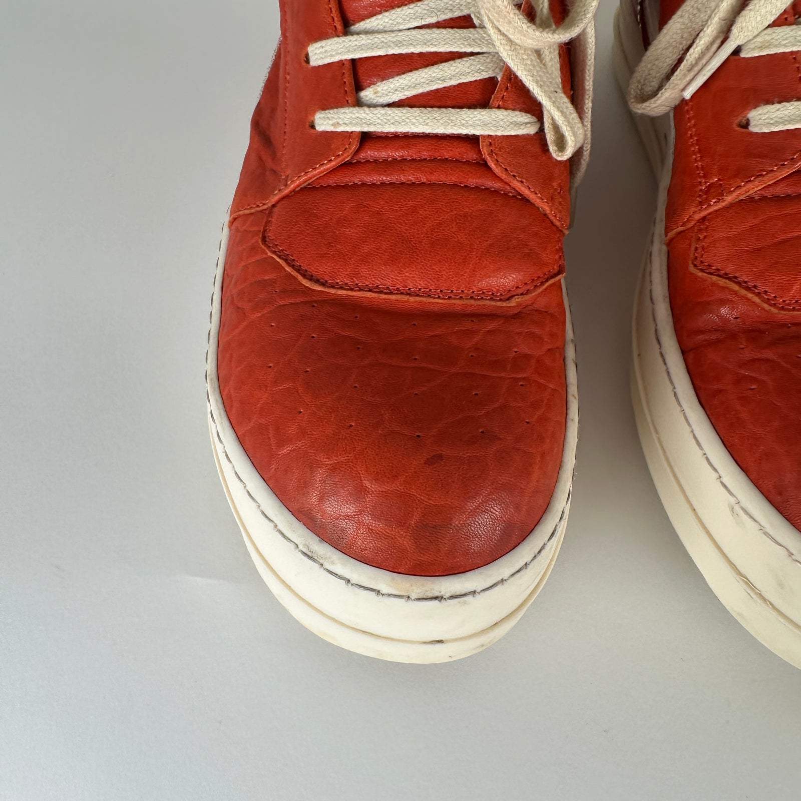 Rick Owens Orange Lamb Leather Geobaskets Size 41