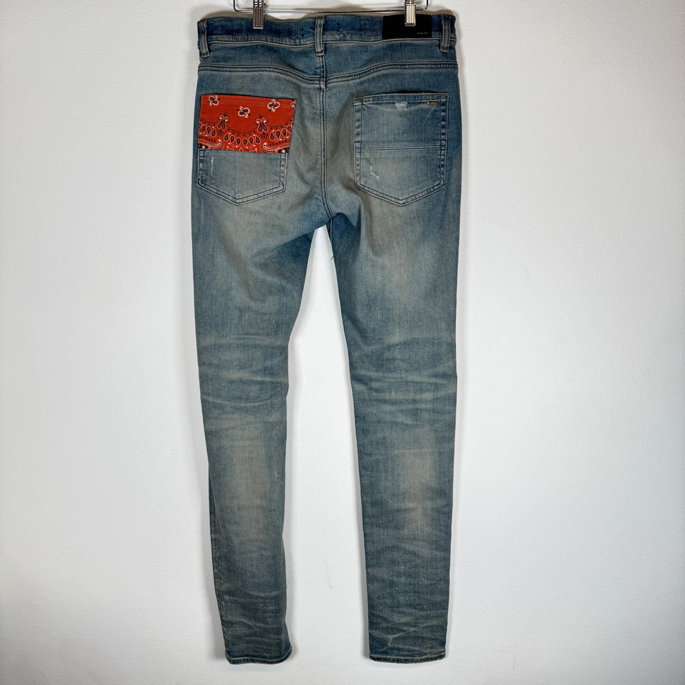 Amiri Orange Art Patch Jeans Size 32