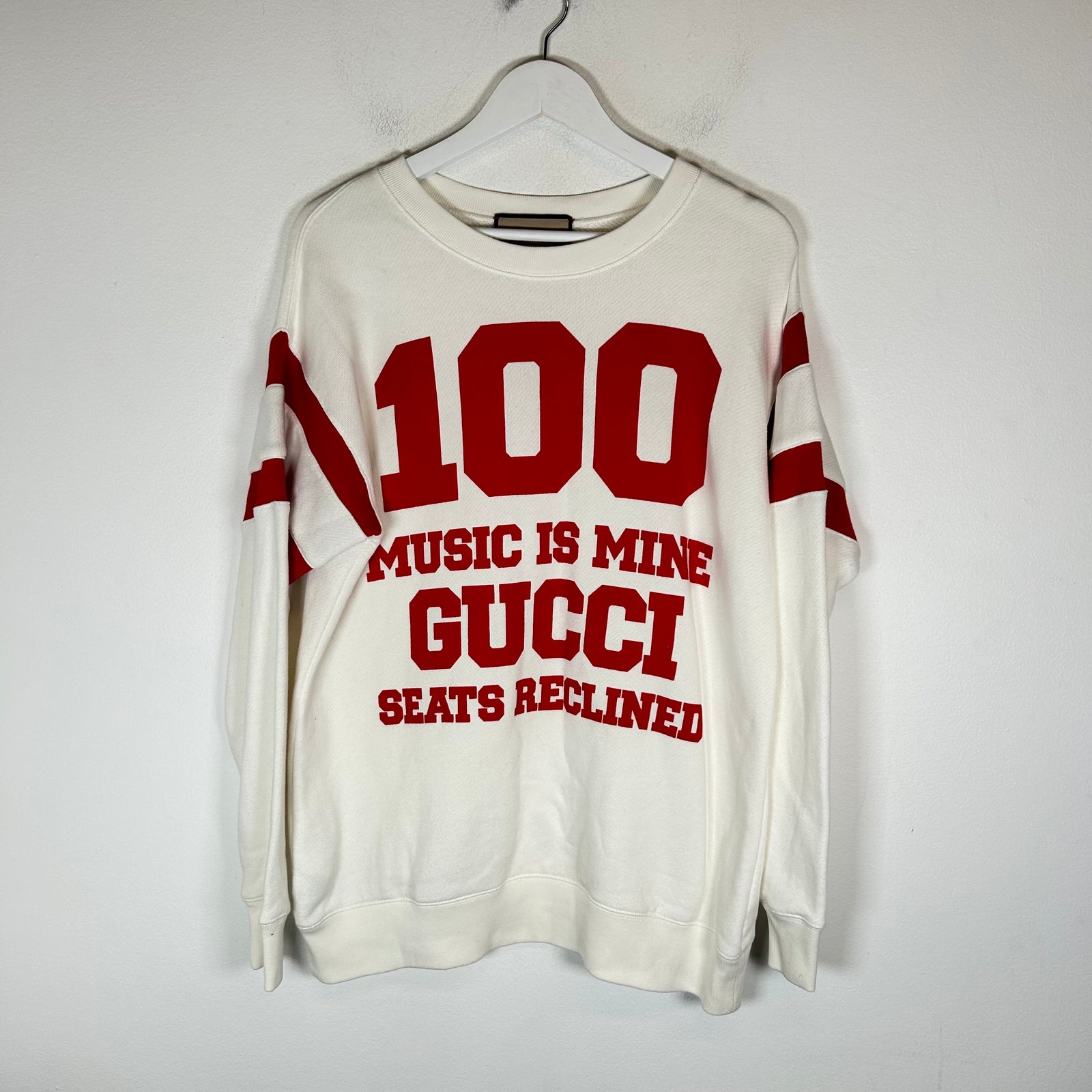 Gucci White 'Music Is Mine Seats Reclined' Sweatshirt Size S
