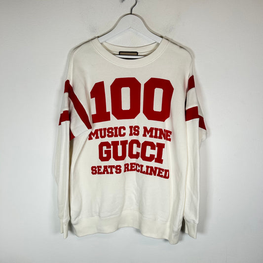 Gucci White 'Music Is Mine Seats Reclined' Sweatshirt Size S
