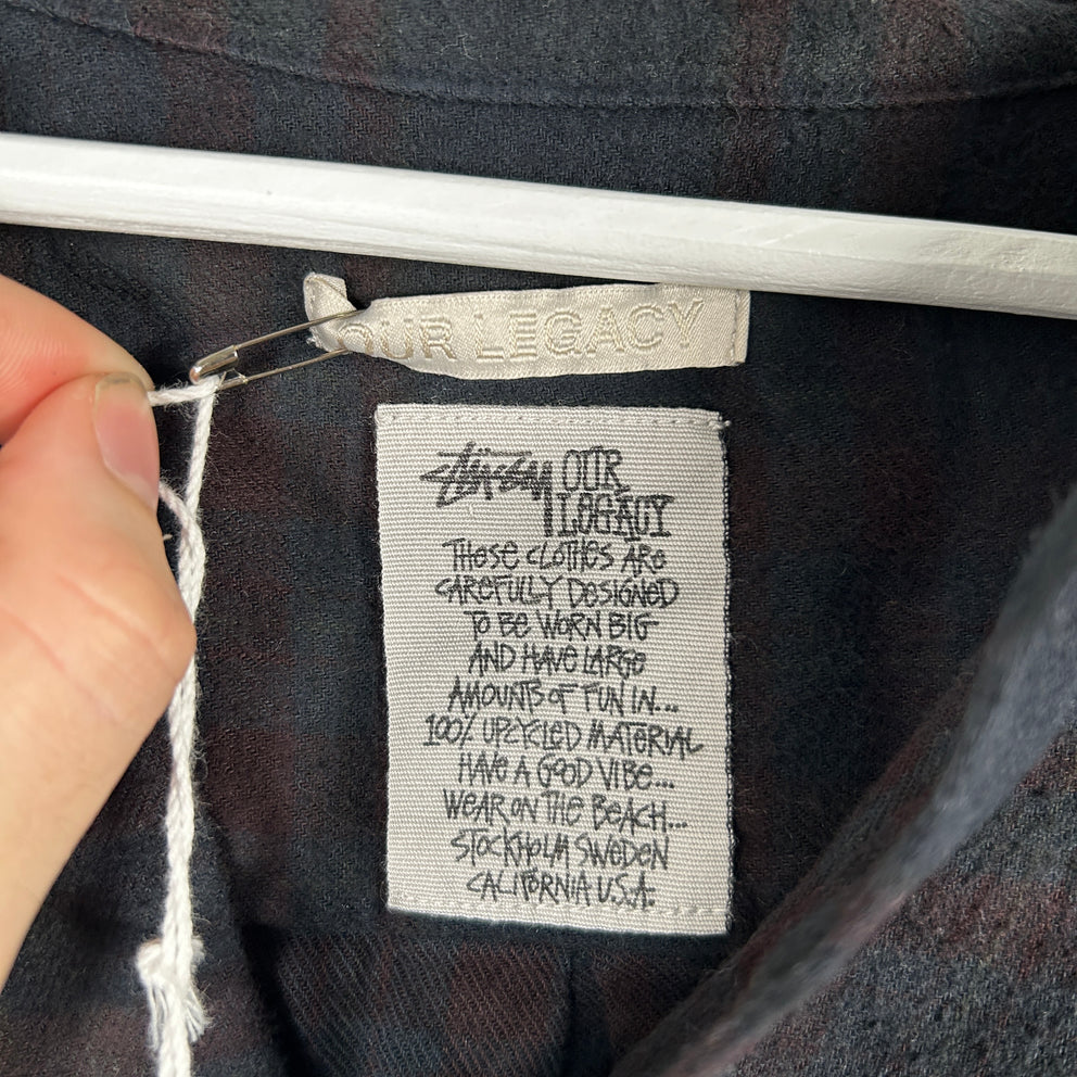 Our Legacy x Stussy Navy 'Workshop' Plaid Flannel Size L