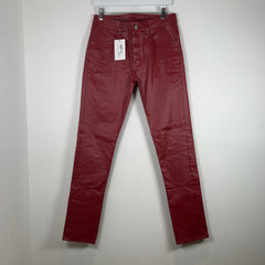 Rick Owens LIDO SS24 'Cardinal Red' Tyrone Cut Waxed Jeans