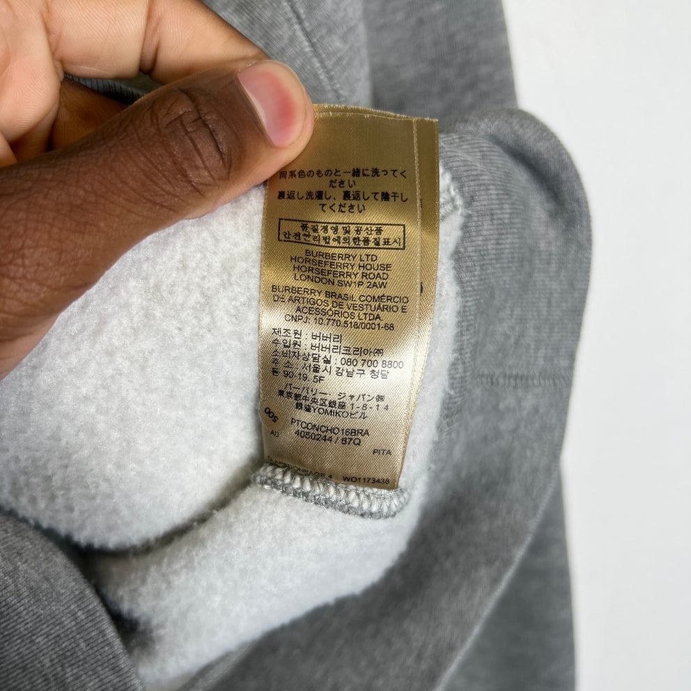 Burberry Grey Nova Check Fleece Zip-Up Hoodie