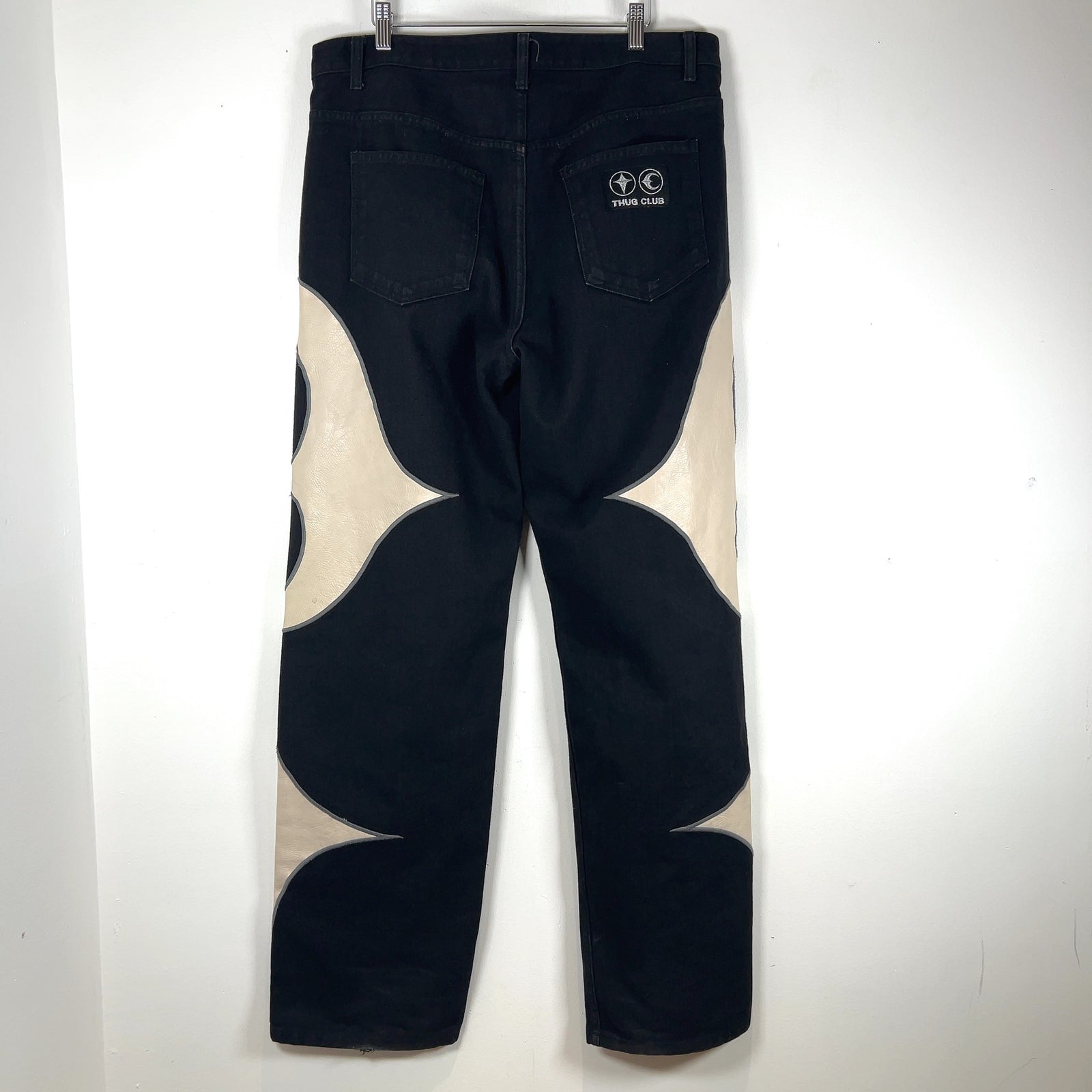Thug Club Crescent Leather Panel Jeans