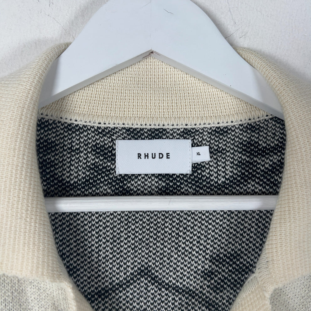 Rhude Floral Motif Knit Button Up Shirt