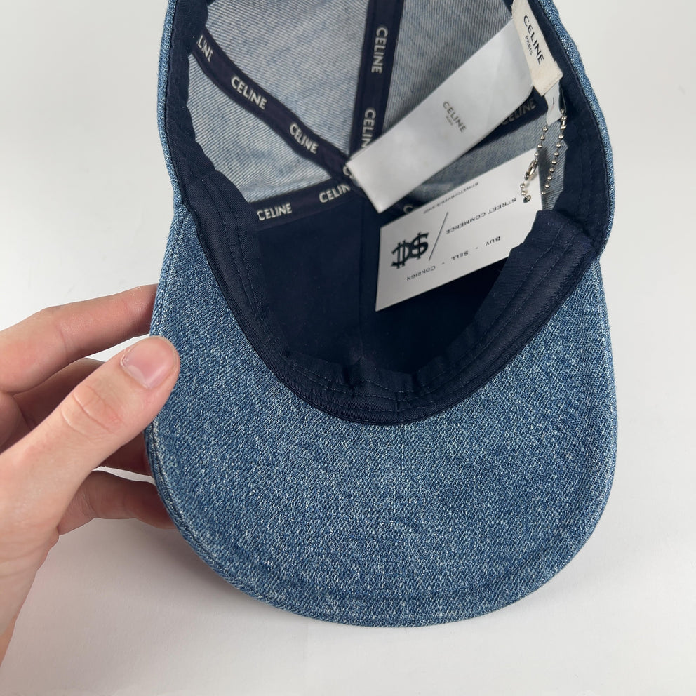 Celine Triomphe Logo Denim Hat