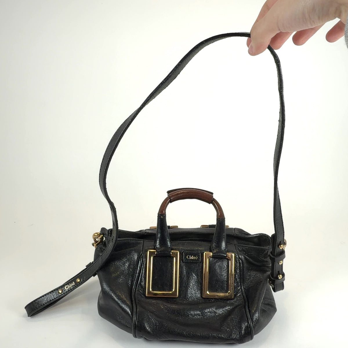 Chloe Ethel Black Leather Satchel Shoulder Bag