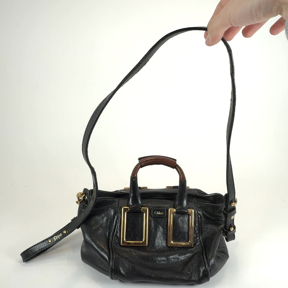 Chloe Ethel Black Leather Satchel Shoulder Bag