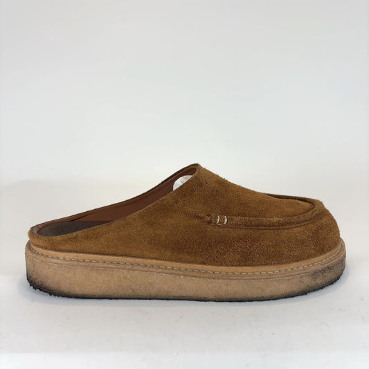 Marni Round Toe Crepe Sole Suede Mules Sandals