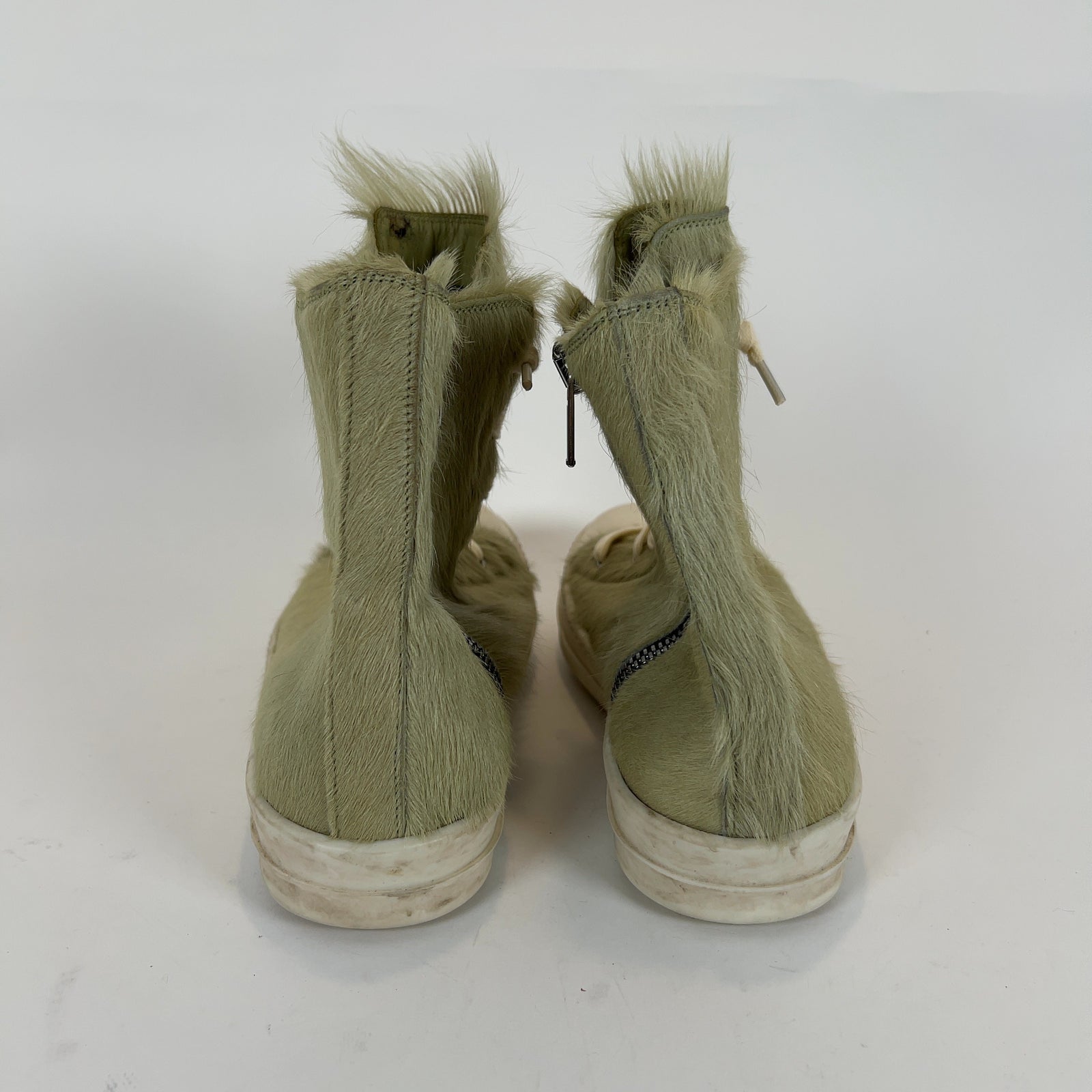 Rick Owens Pale Green Ponyhair High-Top Ramones