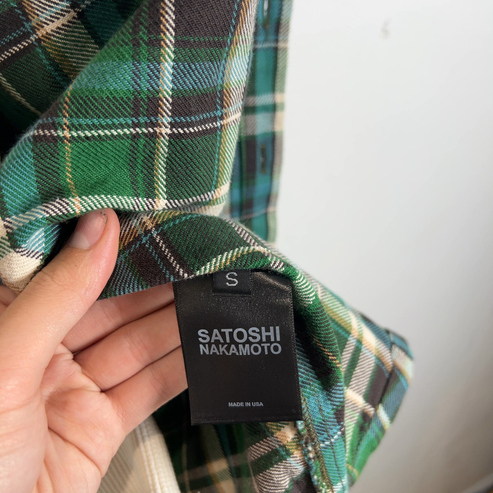 Satoshi Nakamoto Bender Cut Off Flannel Plaid Green