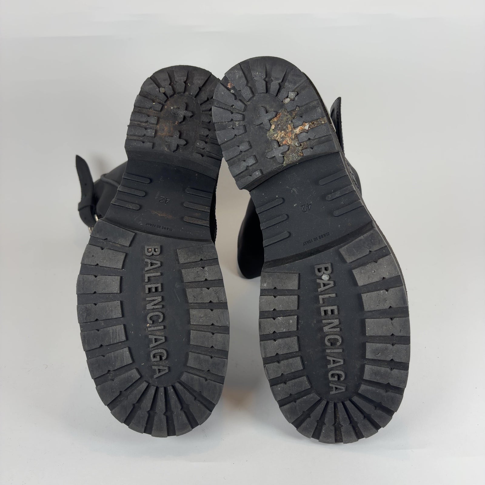 Balenciaga Distressed Leather Venom Engineer Boots