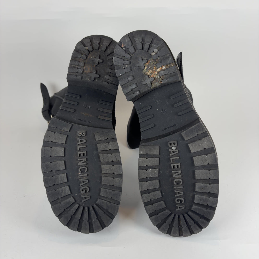 Balenciaga Distressed Leather Venom Engineer Boots