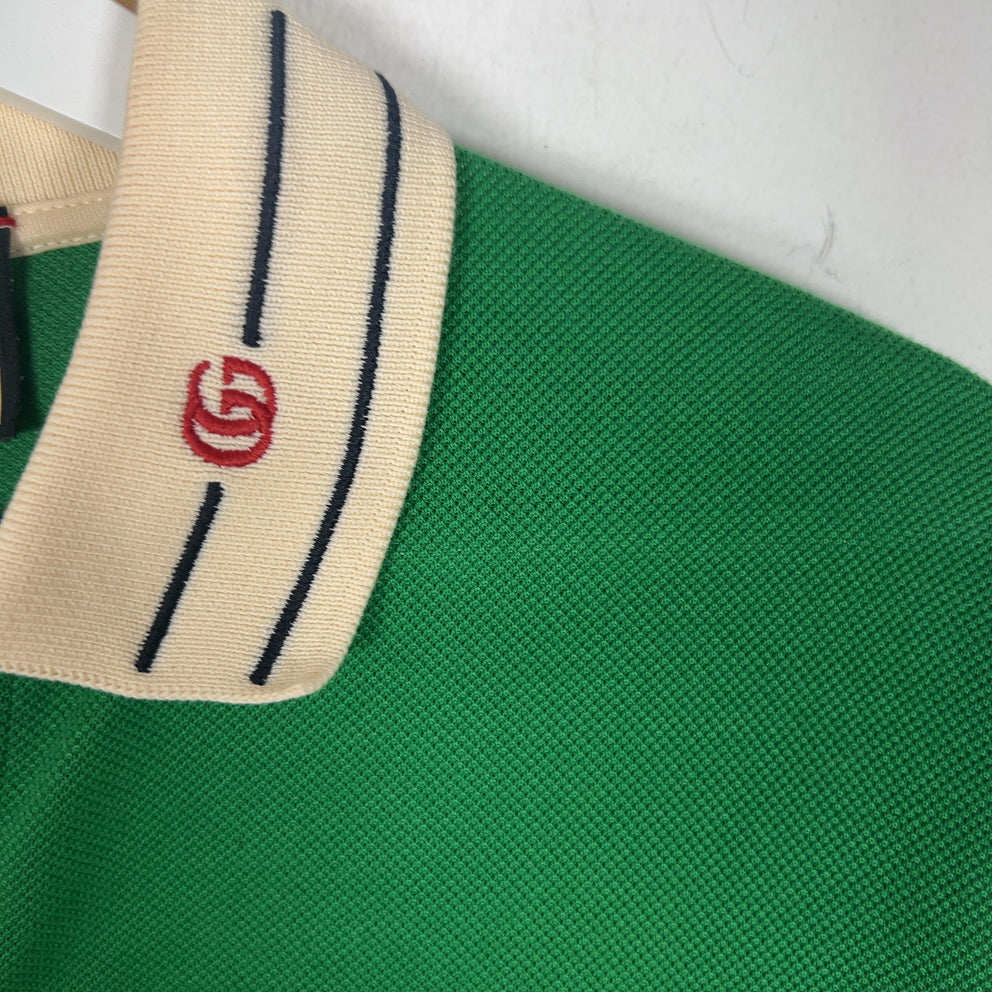 Gucci GG Striped Collar Polo Shirt