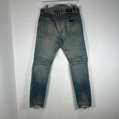 Balmain Distressed Biker Light Wash Jeans