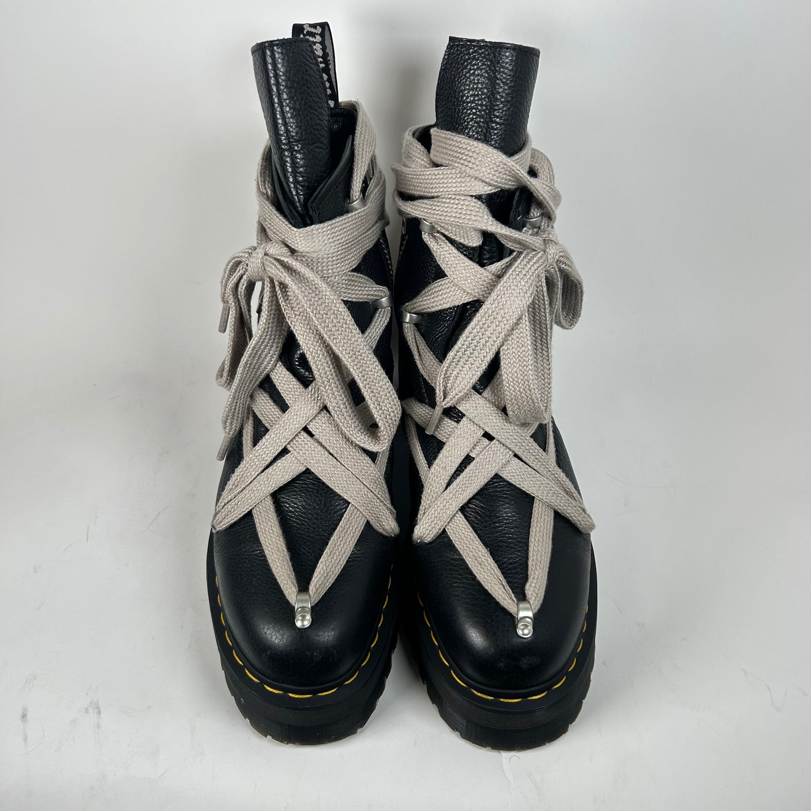 Rick Owens x Dr. Martens Black 1460 Quad Sole Pentagram Jumbolace Boots Size 13