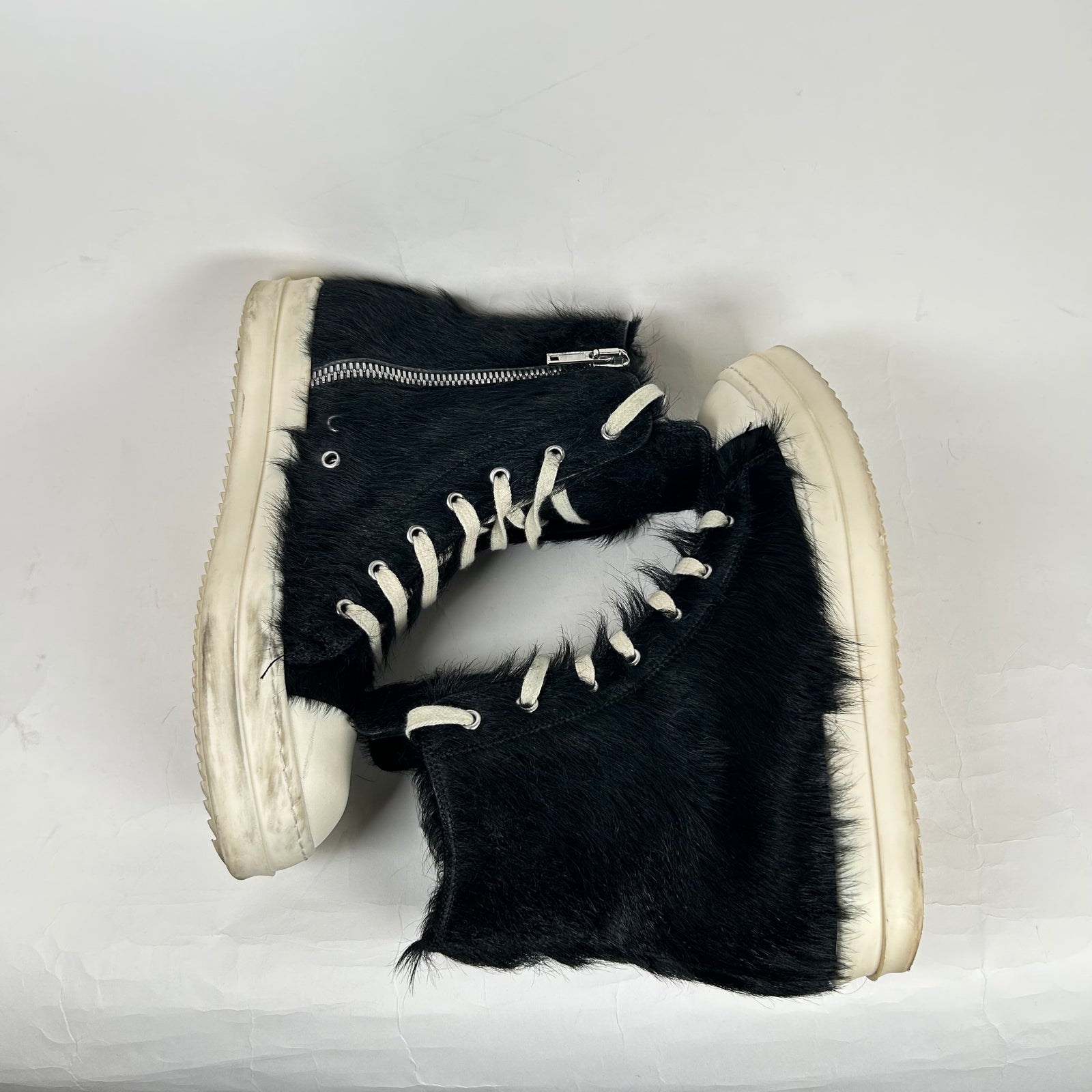 Rick Owens Black Pony Hair Ramones Size 41