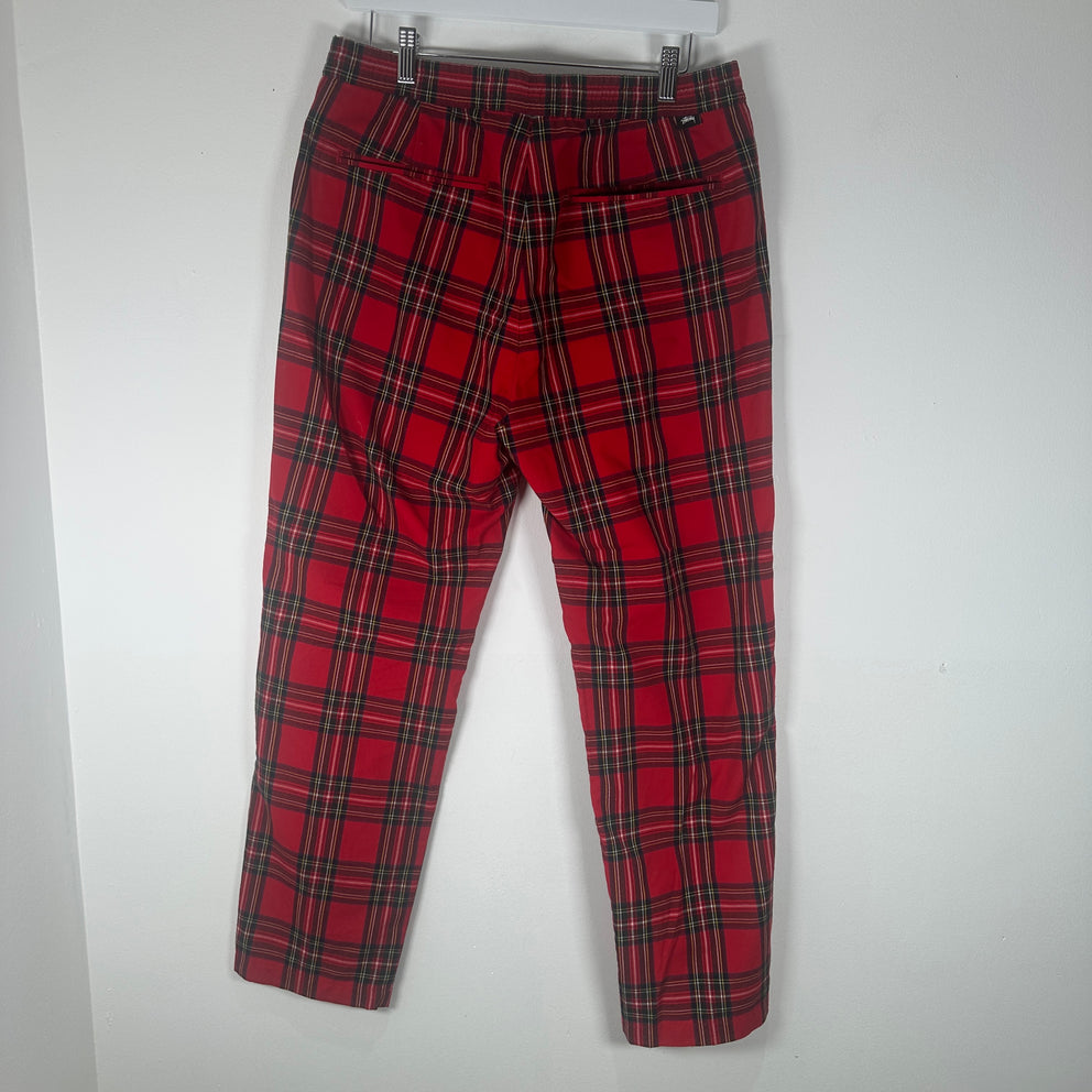 Stussy Red Plaid Pants Size S