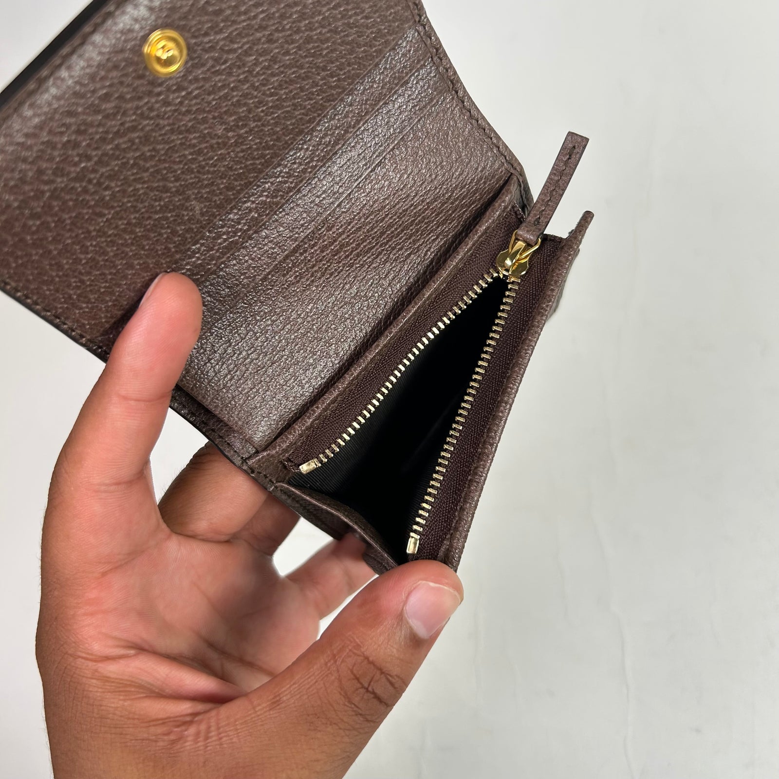 Gucci GG Canvas Ophidia Leather Compact Wallet