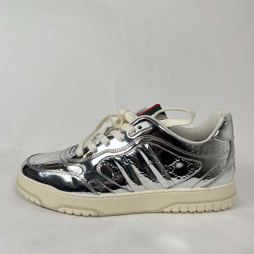 Gucci Metallic Silver GG Re-Web Sneaker Size GG 11
