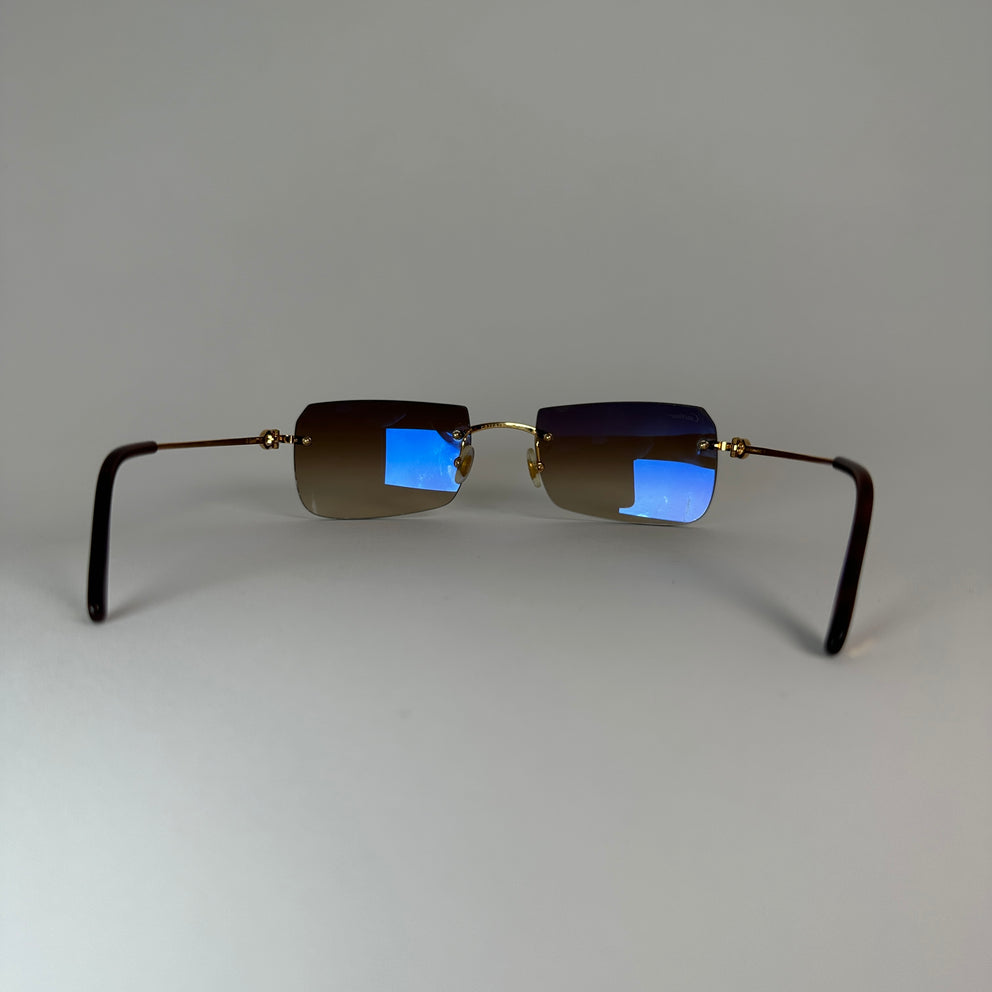 Cartier C Decor Ombre Lense Wire Frame Sunglasses