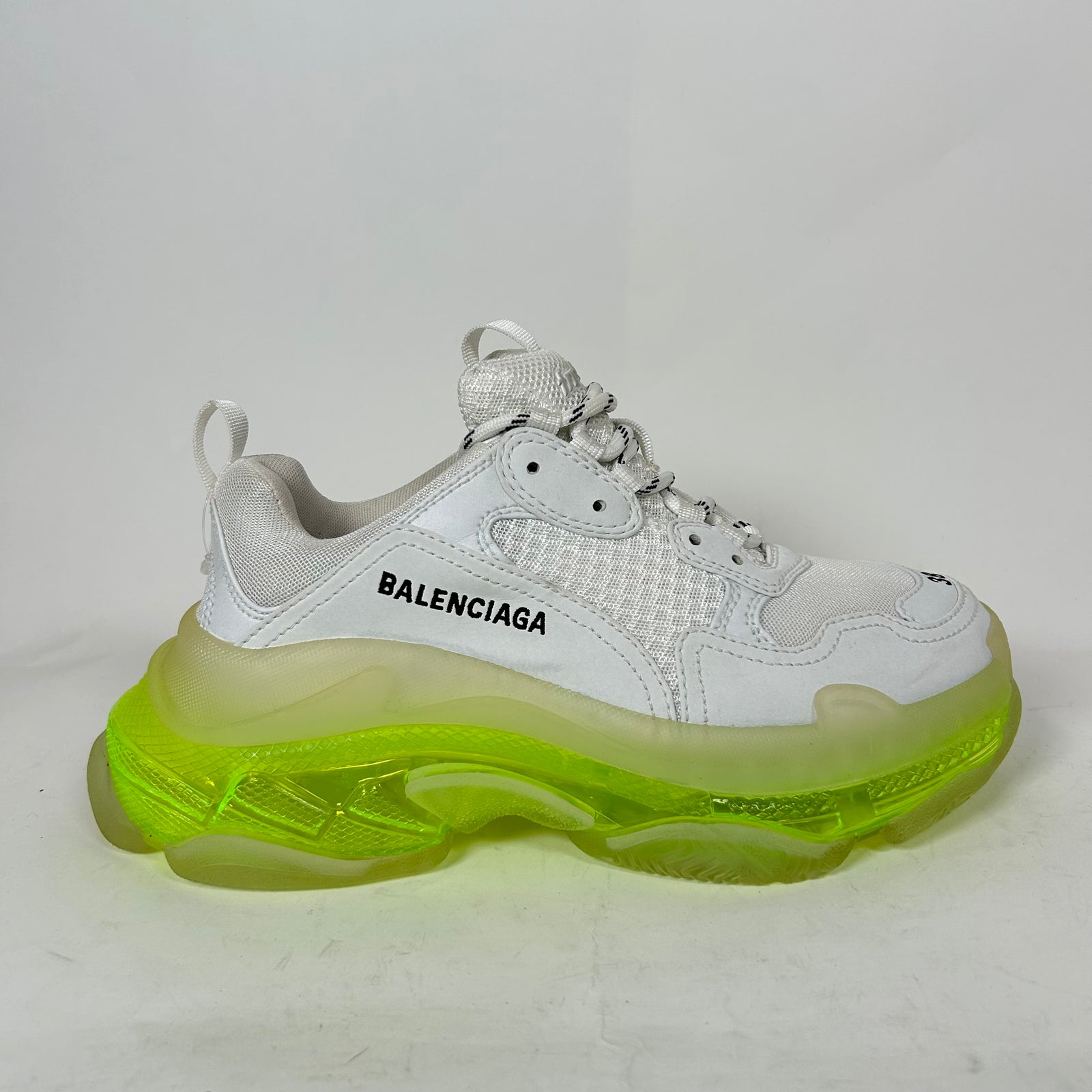 Balenciaga White/Neon Triple S Sneaker Size 38